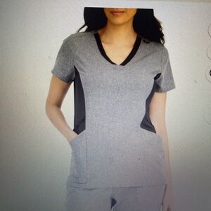 Stylish Gray and Black V-Neck Women's Top